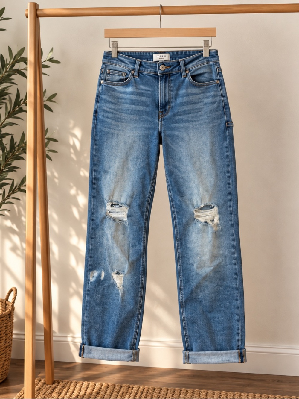Judy Blue Medium Blue Distressed Boyfriend Jeans